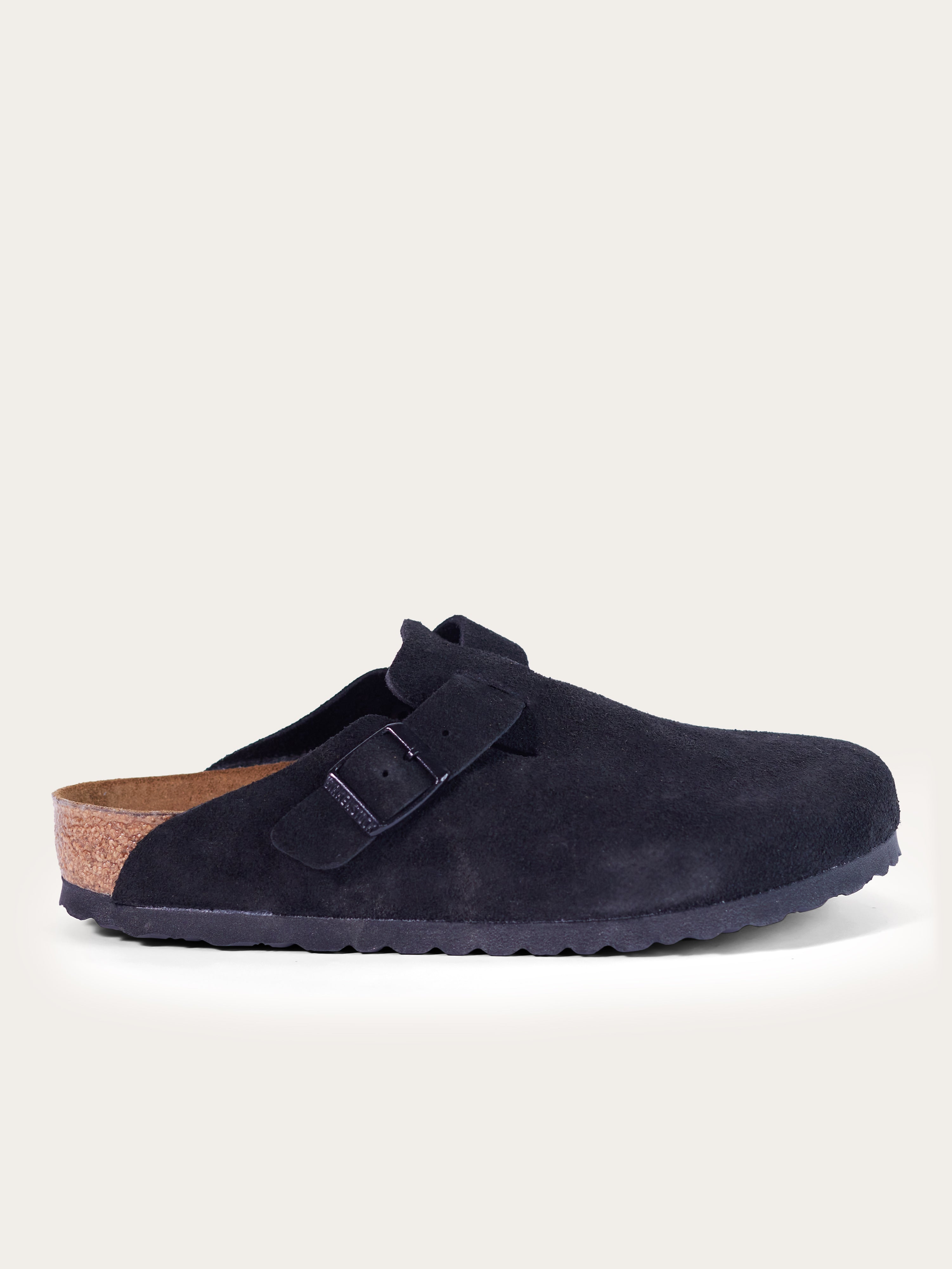 Birkenstock- Boston SBF Black Suede Leather