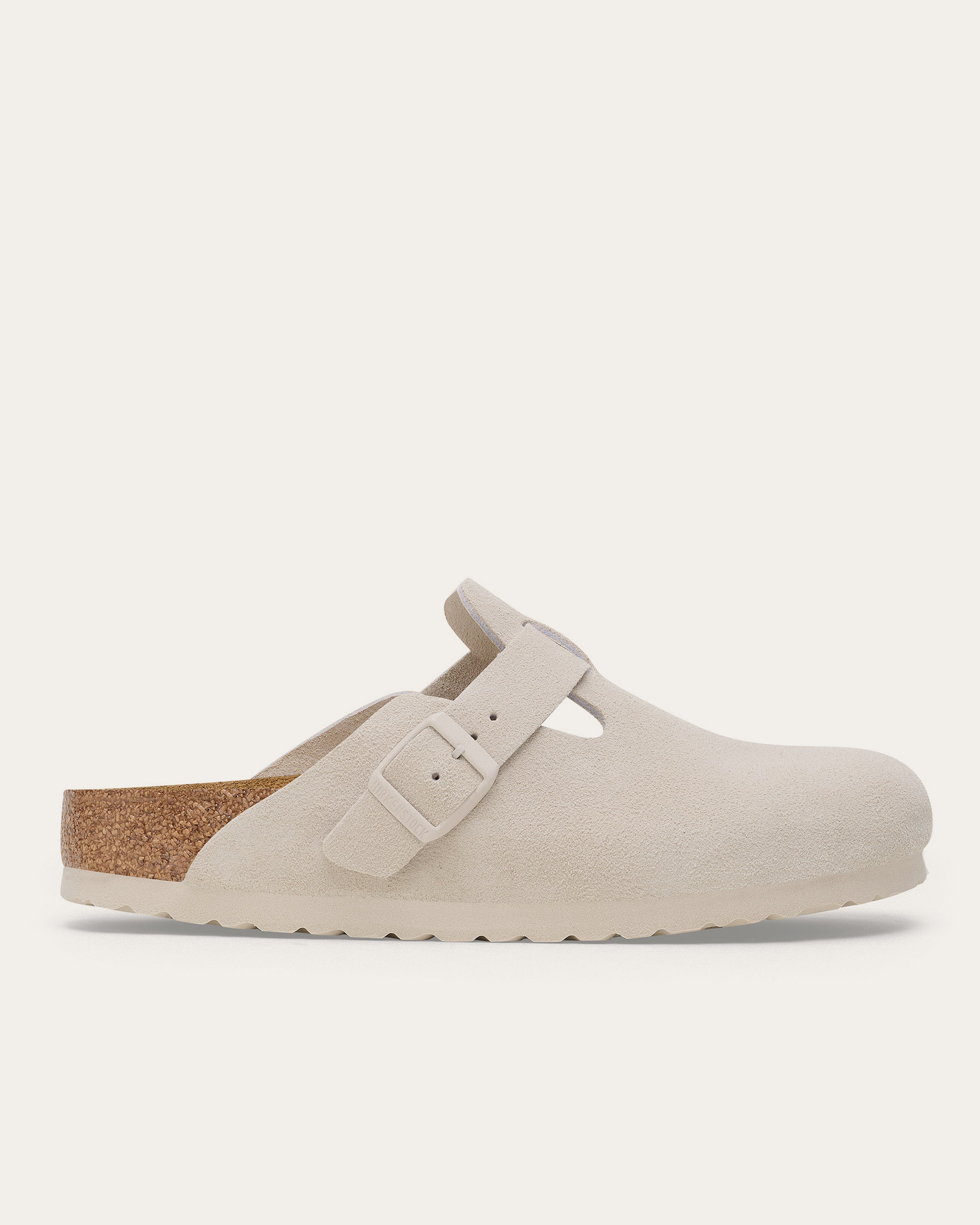 Birkenstock Boston - Antique White Suede Leather