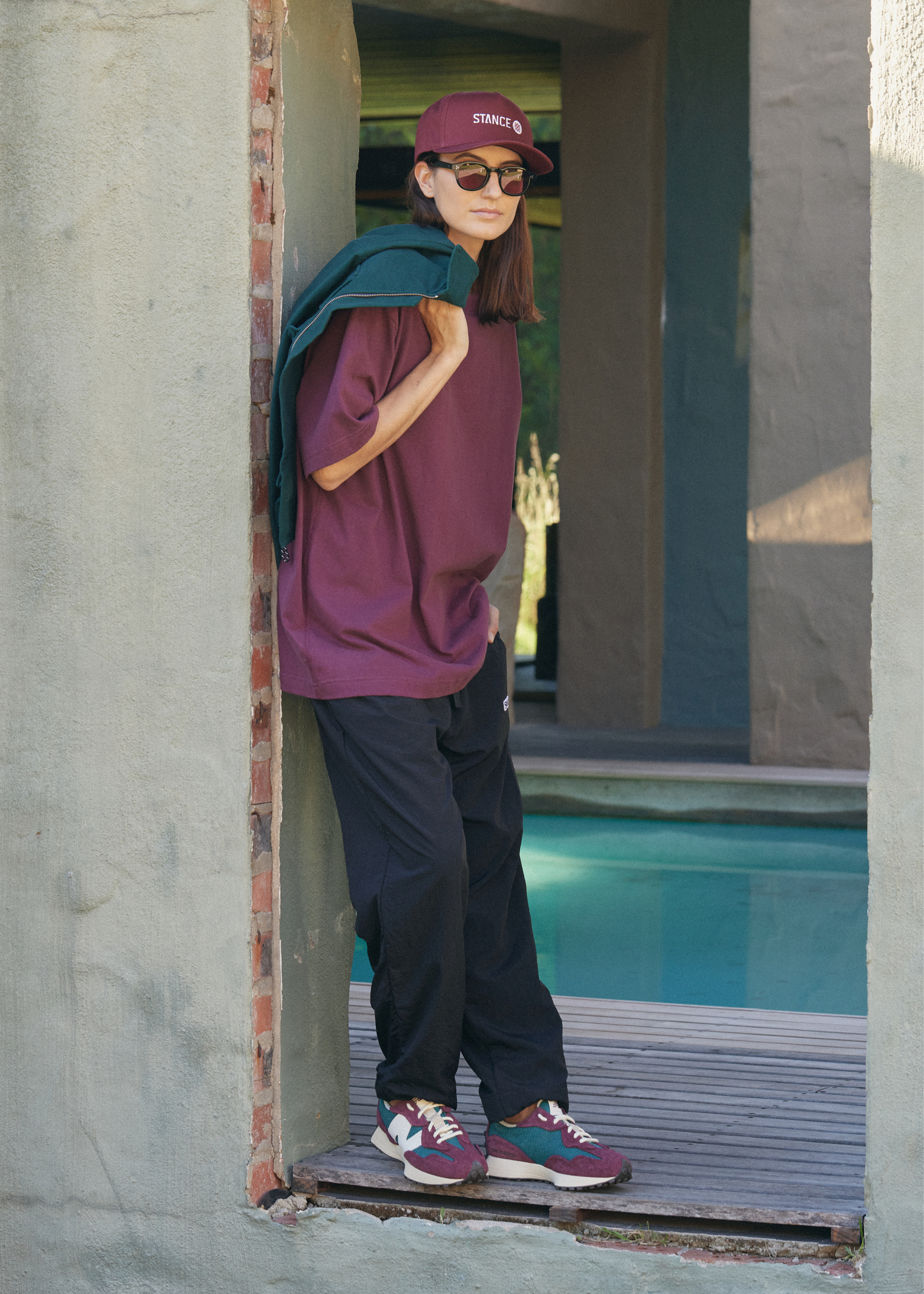 New Balance 327 Burgundy and Vintage Teal