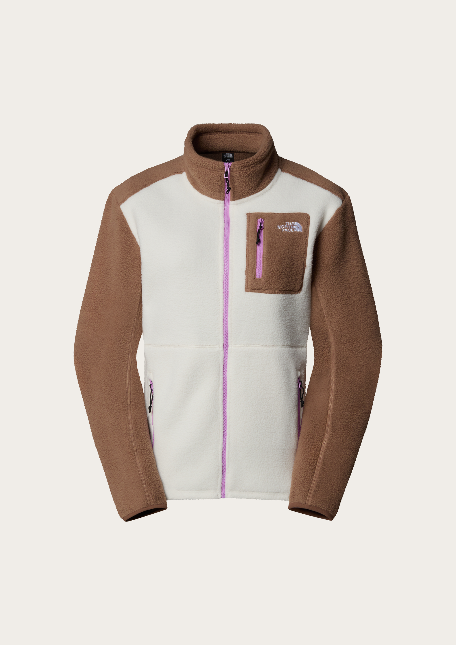 The North Face Women's Yumiori Full Zip Fleece - White Dune/ Latte/ Vibrant Verbena