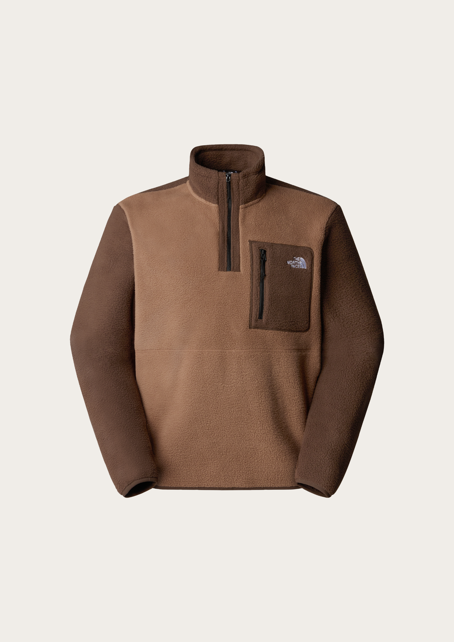 The North Face Men's Yumiori 1/4 Zip Fleece Jacket - Latte/Smokey Brown/TNF Black