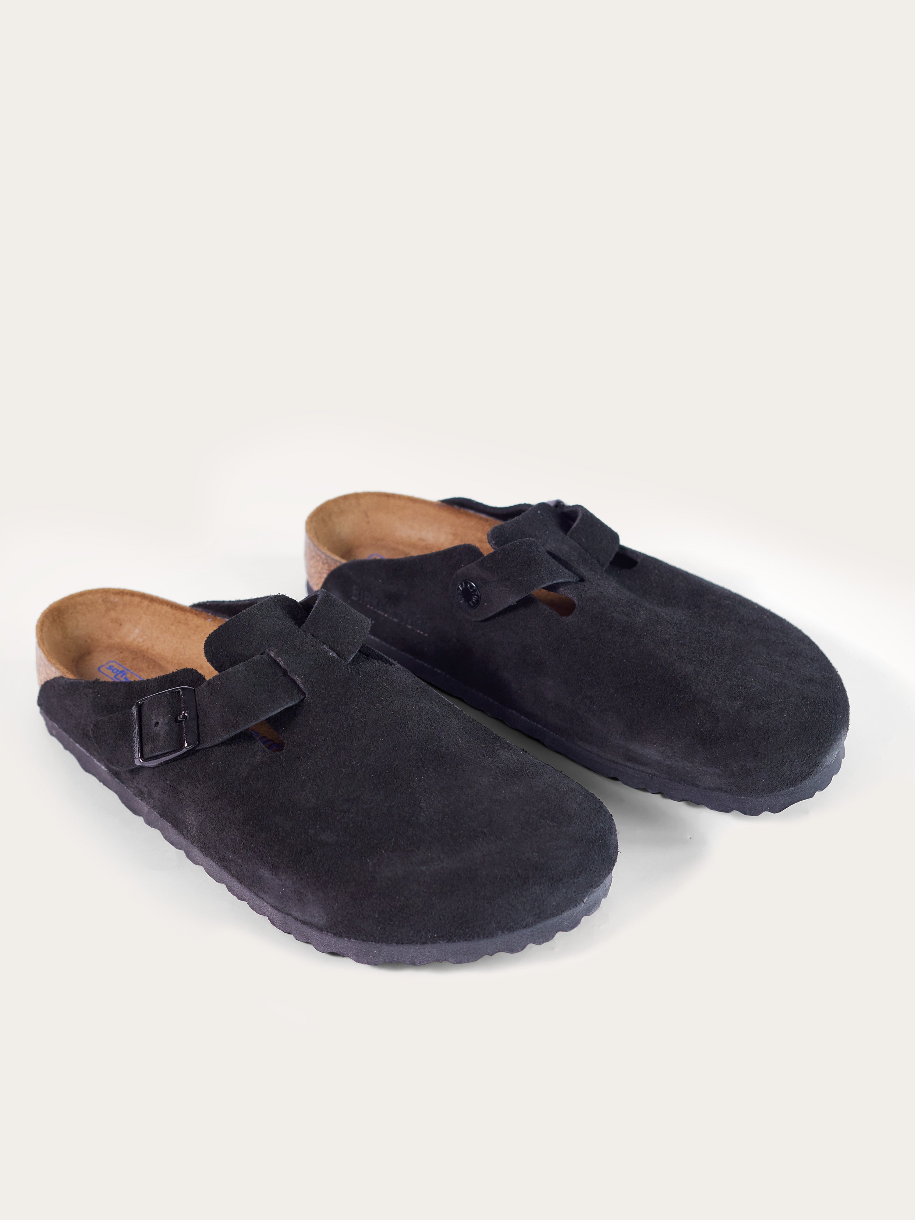 Birkenstock- Boston SBF Black Suede Leather