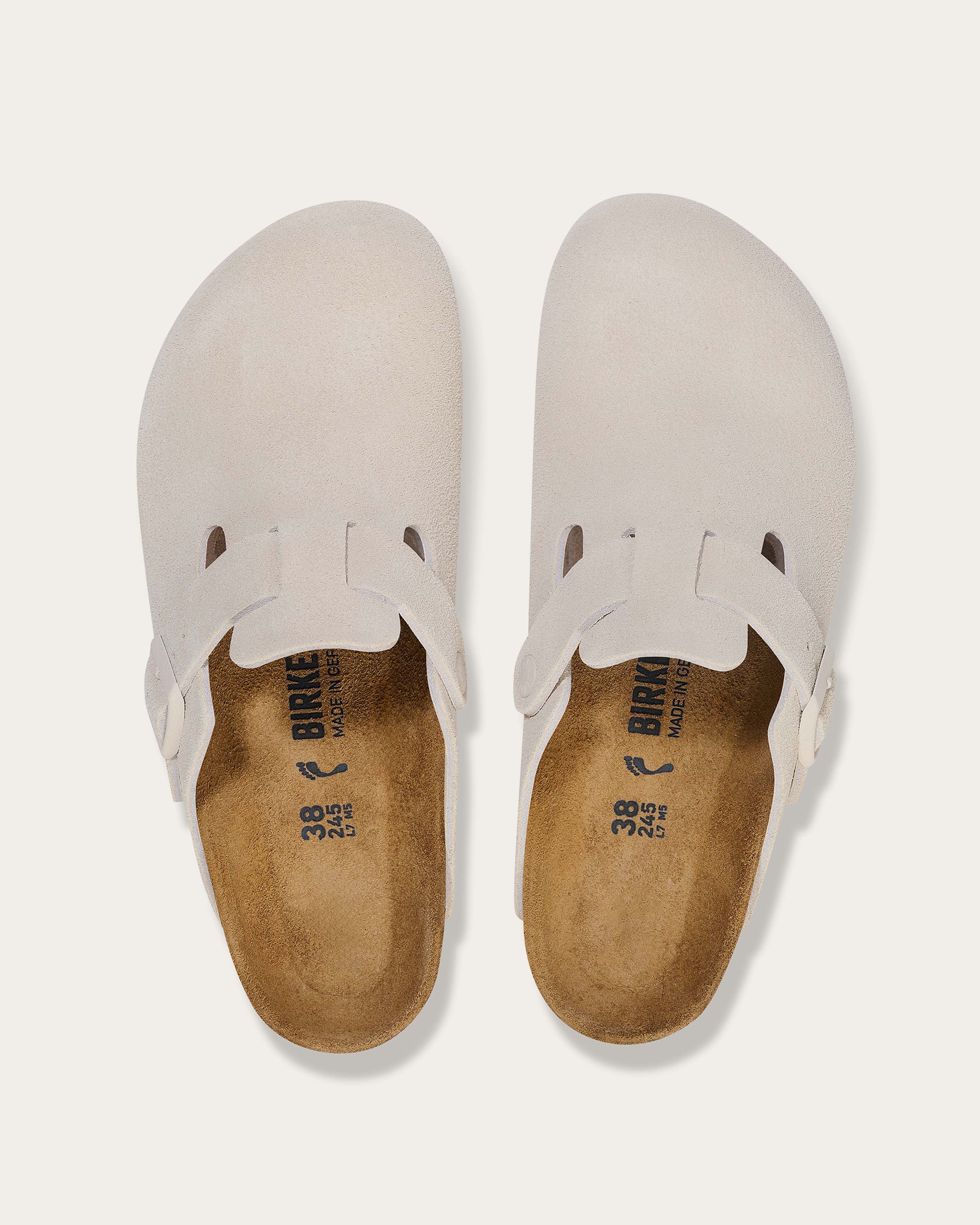 Birkenstock Boston - Antique White Suede Leather